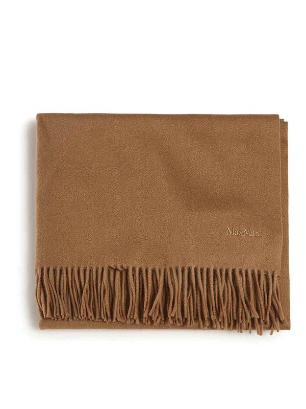 Max Mara: scarves - Cashmere Stole With Embroidery And Fringes