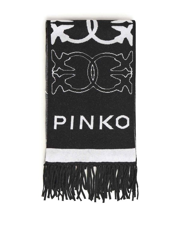Pinko: scarves - Scarf With Jacquard Love Birds Logo