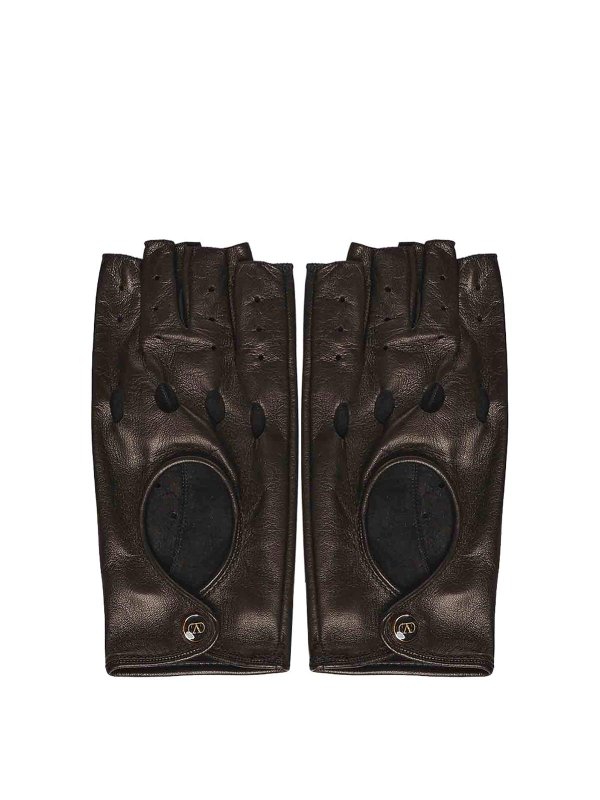 VALENTINO GARAVANI: gloves - Leather Gloves With Logo