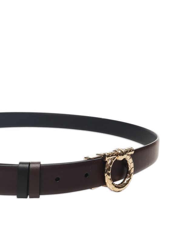 FERRAGAMO: belts online - Leather Gancini Belt