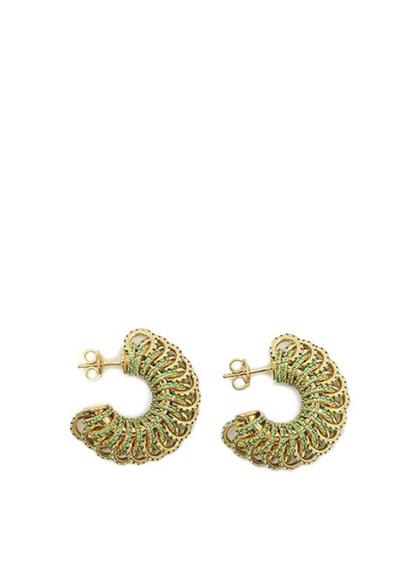BOTTEGA VENETA: Earrings - Gold-Plated Silver Earrings And Crystals