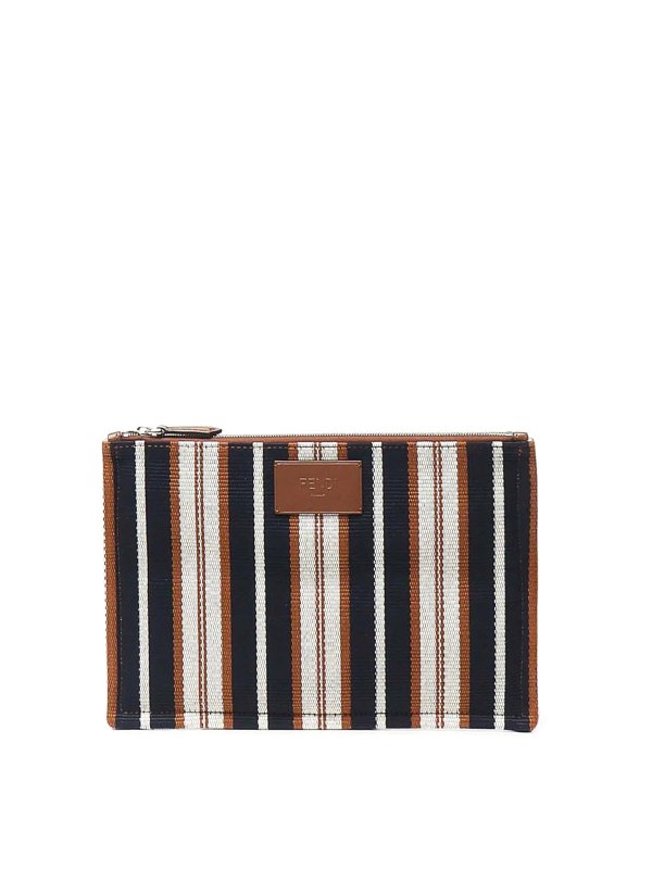 FENDI: clutches - Signature Striped Medium Flat Clutch