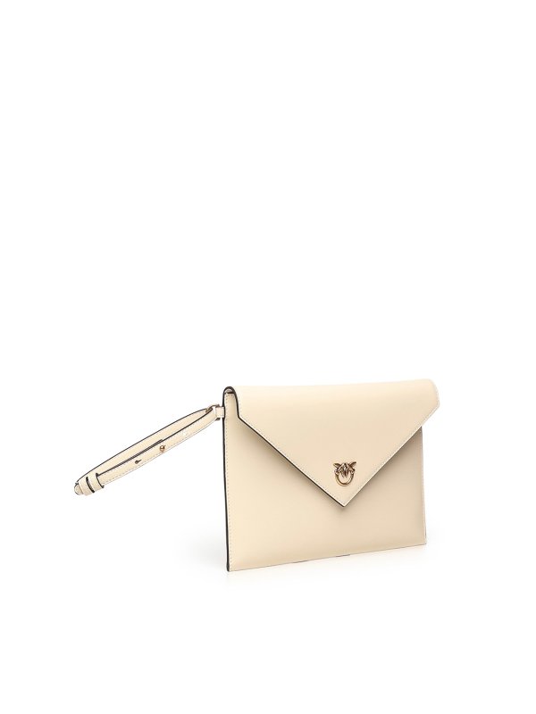 Pinko: clutches online - Leather Clutch With Logo