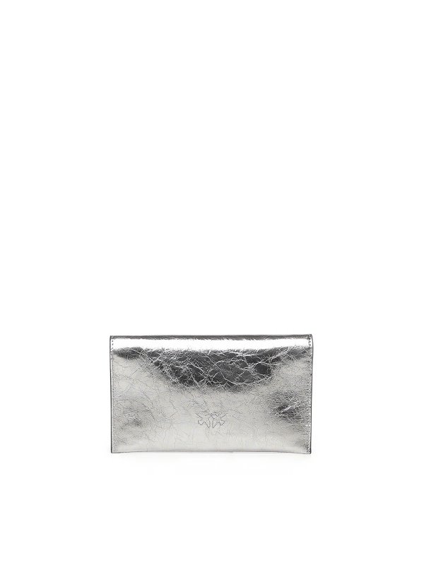The Best Shops Pinko: clutches - Metallic Leather Pouch With Logo