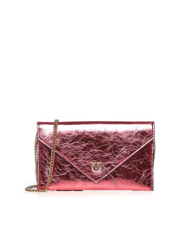 Pinko: pochette - Custodia In Pelle Metallizzata Con Logo