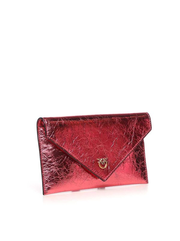 Pinko: pochette online - Custodia In Pelle Metallizzata Con Logo
