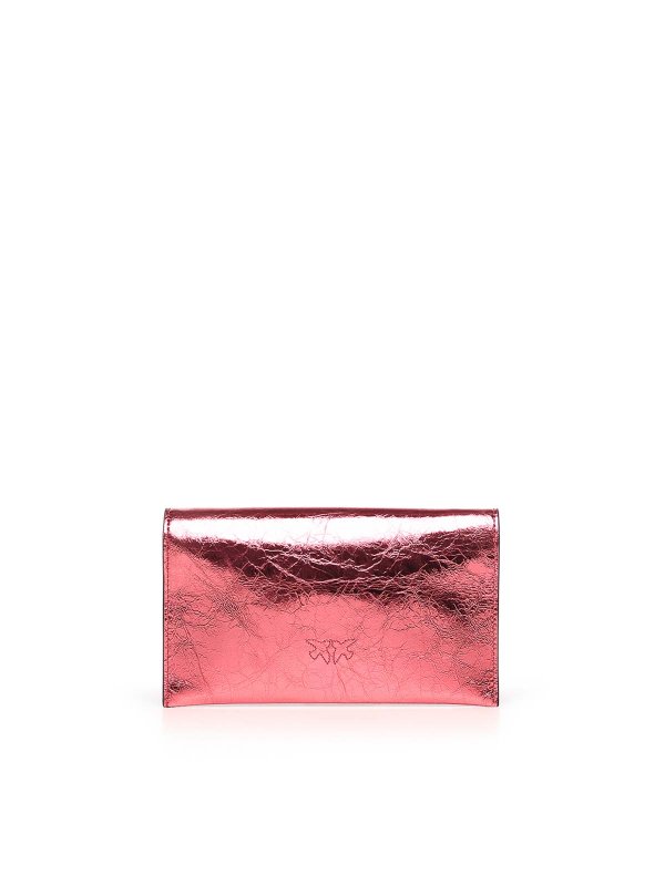 The Best Shops Pinko: pochette - Custodia In Pelle Metallizzata Con Logo