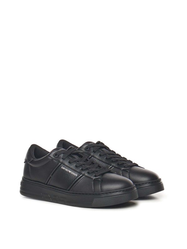 EMPORIO ARMANI: trainers online - Leather Sneaker With Contrasting Band