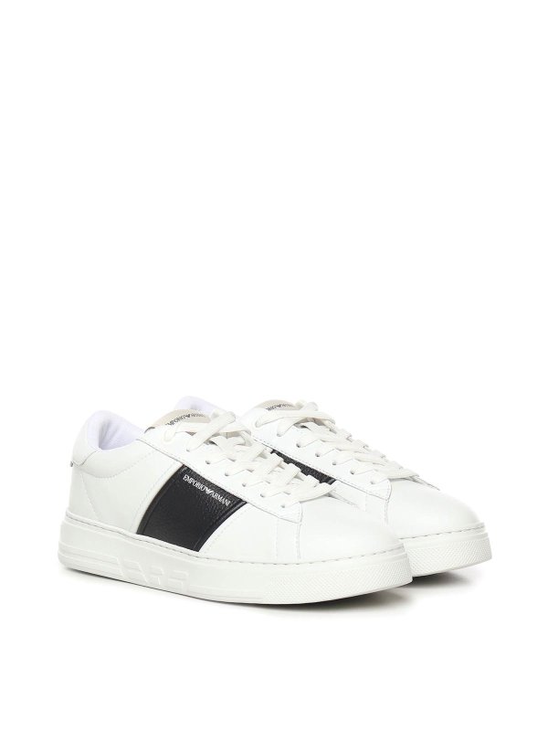 EMPORIO ARMANI: trainers online - Leather Sneaker With Contrasting Band