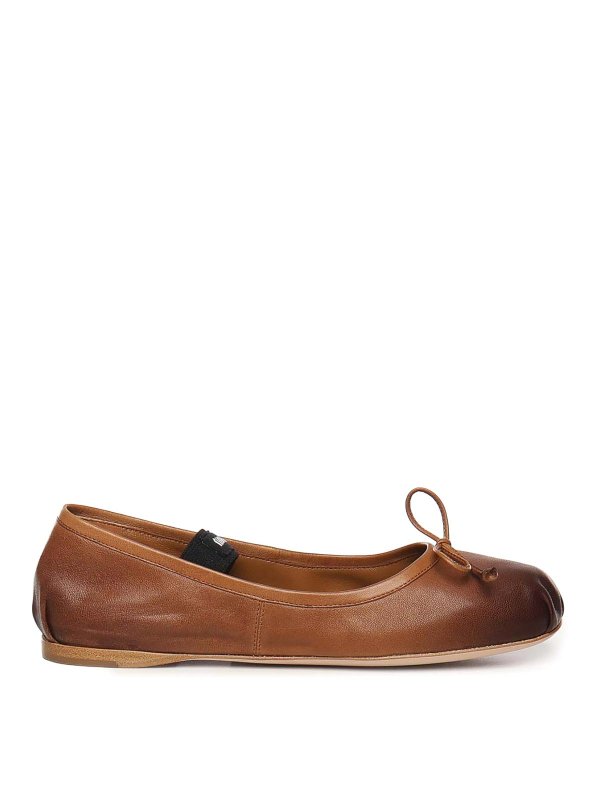 MIU MIU: flat shoes - Leather Ballet Flats