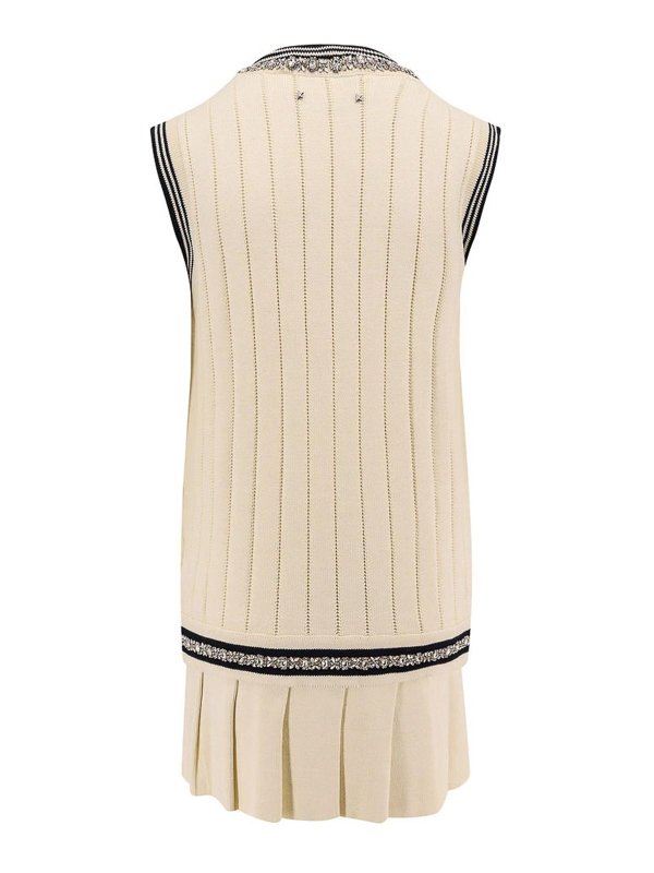 GOLDEN GOOSE: knee length dresses online - Organic Cotton Dress With Crystal Decoration