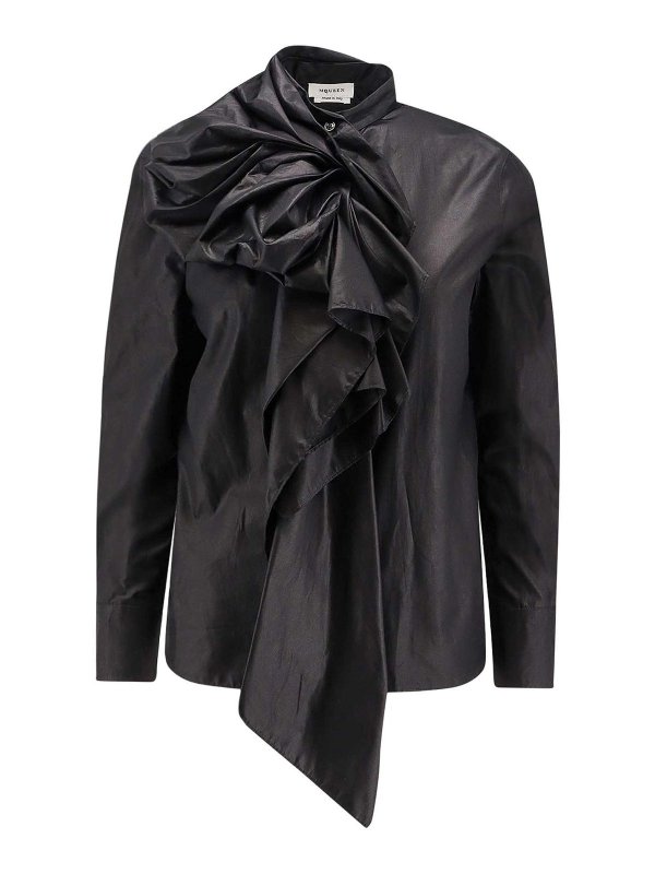 ALEXANDER MCQUEEN: casual jackets - Cotton Shirt With Bow