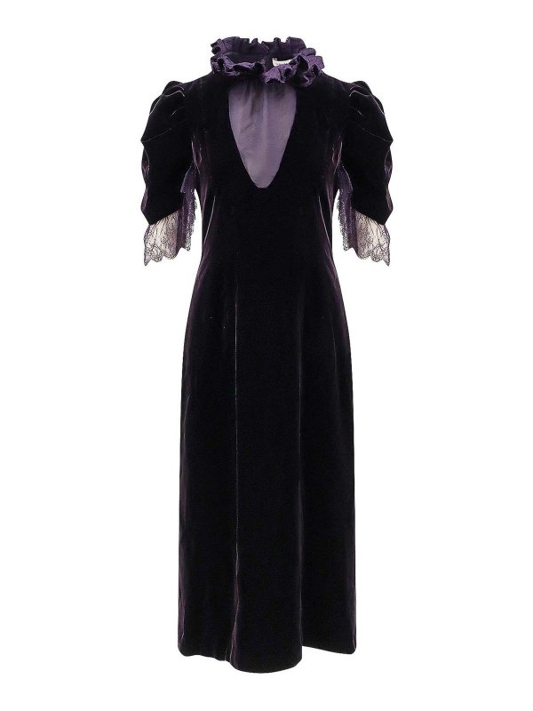 ALEXANDER MCQUEEN: knee length dresses - Velvet dress with silk lining