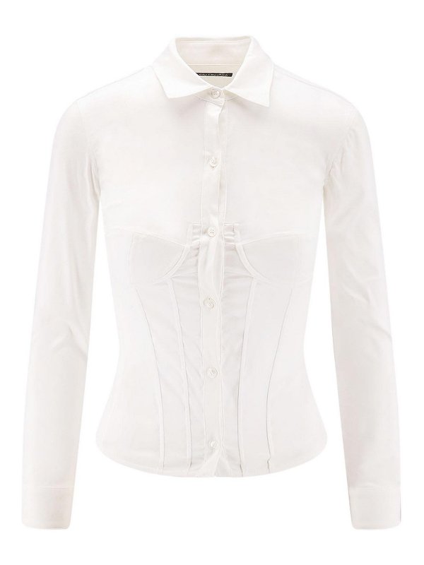 BALENCIAGA: casual jackets - Cotton Blend Corset Shirt