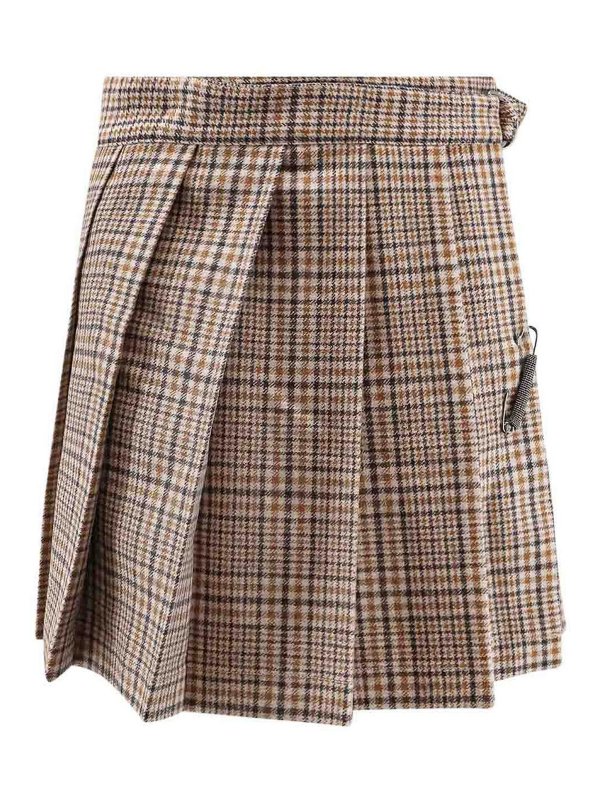 BRUNELLO CUCINELLI: Knee length skirts & Midi - Kilt In Lana Vergine Madras