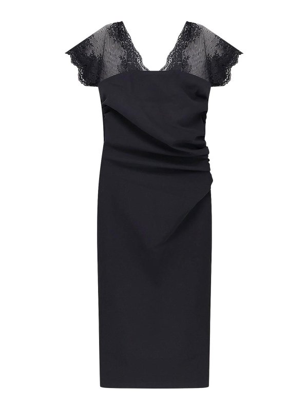 CHIARA BONI LA PETITE ROBE: knee length dresses - Genic Sheath Dress In Satin With Lace Insert
