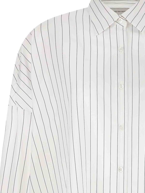 The Best Shops DRIES VAN NOTEN: casual jackets - Striped Cotton Shirt