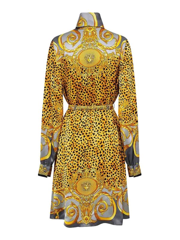 VERSACE: knee length dresses - Vestito Chemisier In Seta