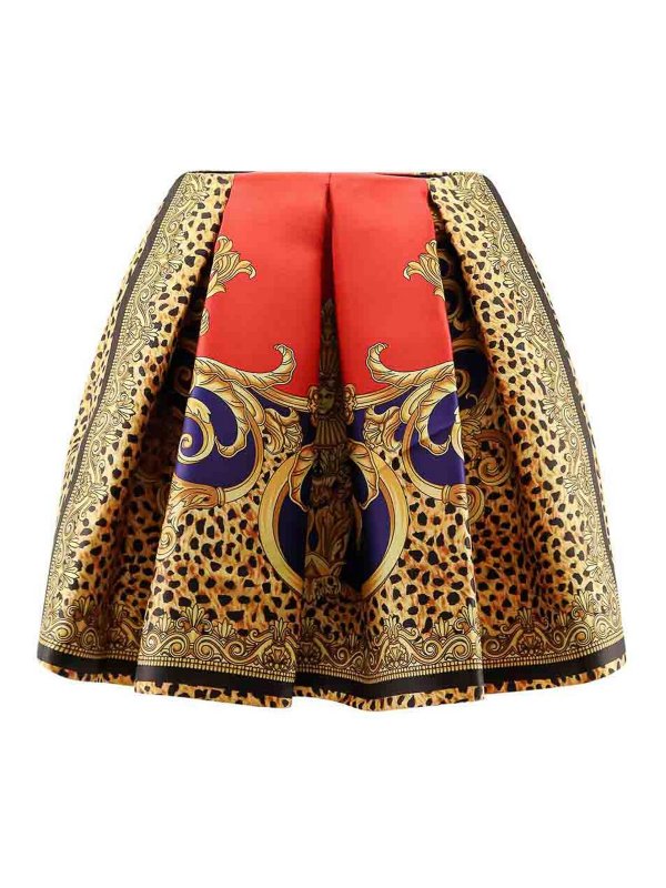 VERSACE: Knee length skirts & Midi - Baroque Cheetah Skirt In Silk Duchesse