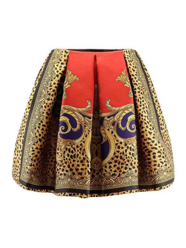 VERSACE: Knee length skirts & Midi online - Baroque Cheetah Skirt In Silk Duchesse