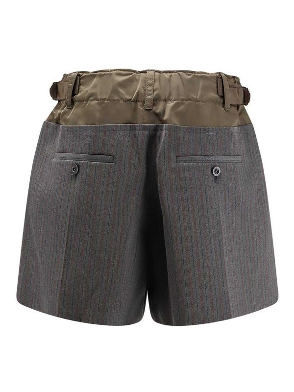 Sacai: pantaloni shorts online - Bermuda In Lana Con Inserti In Nylon