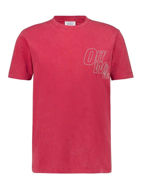 OFF-WHITE: T-shirts - T-Shirt - Rouge Clair