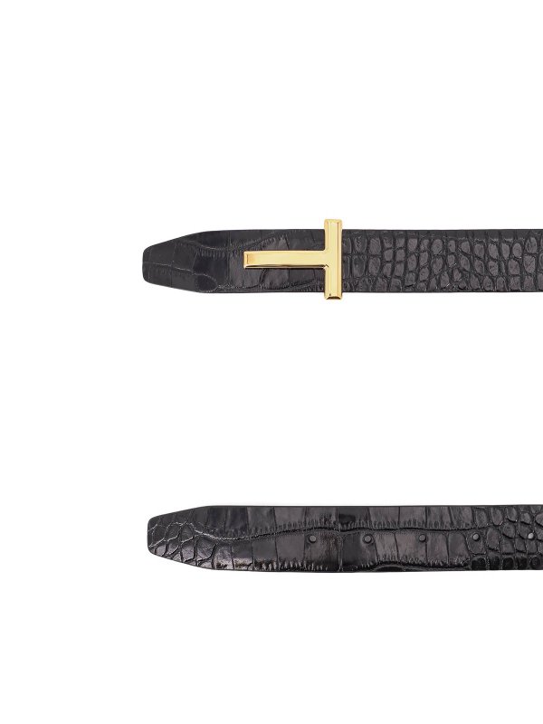 TOM FORD: belts online - Reversible Leather Belt With Croco Print
