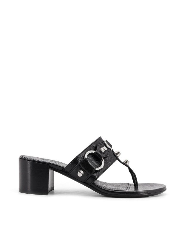 BALENCIAGA: sandals - City Tong Leather Heeled Sandals
