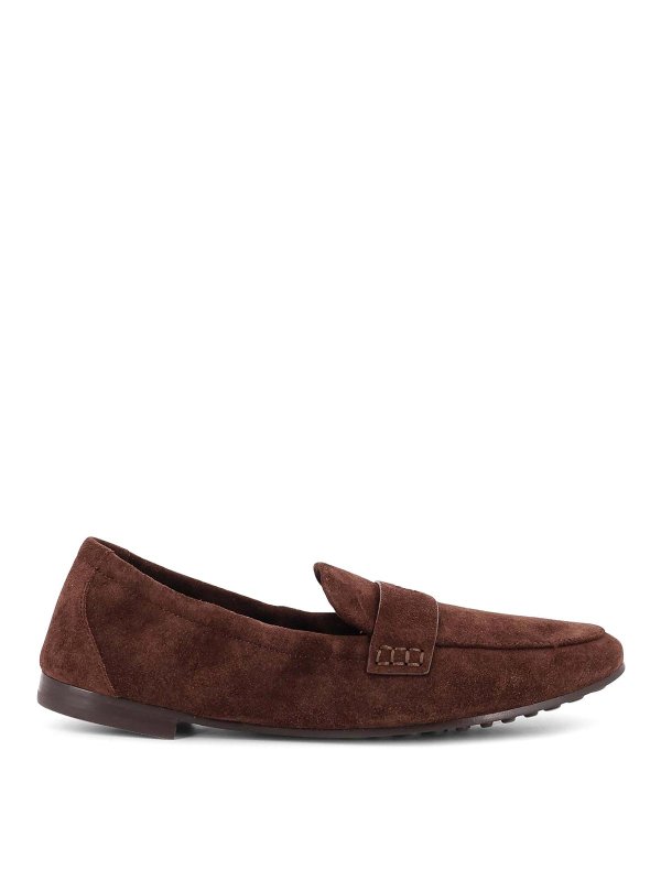 TORY BURCH: Loafers & Slippers - Suede moccasin with metal logo detail