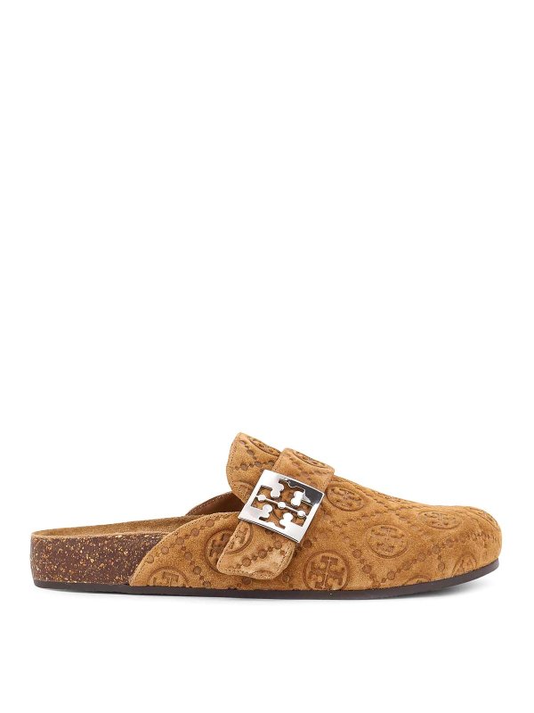 TORY BURCH: mules shoes - T Monogram Mellow Mule In Suede Jacquard