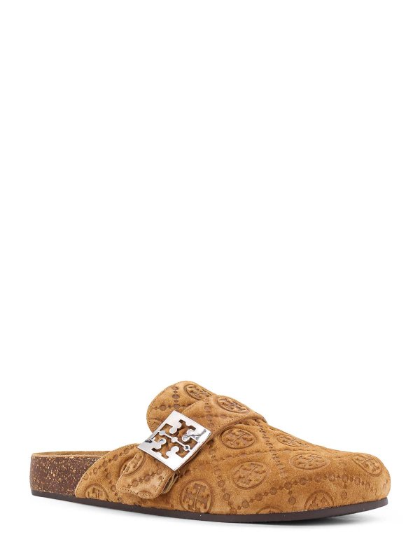 TORY BURCH: mules shoes online - T Monogram Mellow Mule In Suede Jacquard