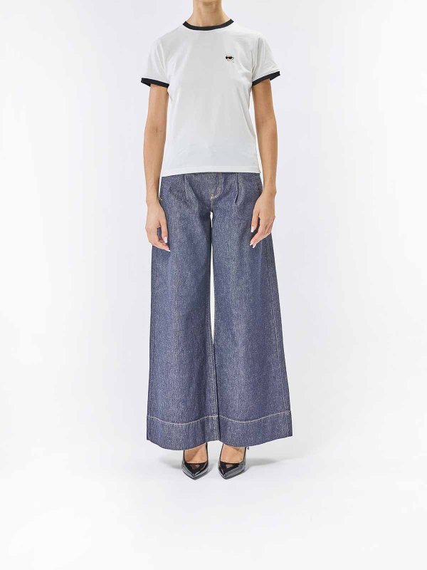 KARL LAGERFELD: t-shirt online - T-shirt slim con patch Ikon