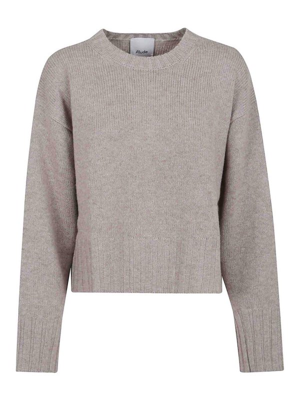 ALLUDE: Suéteres con cuello pico - Suéter Cuello Redondo - Beis