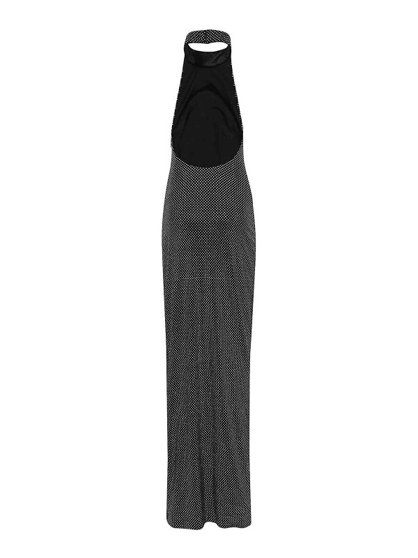 Balmain: maxi dresses online - Halterneck Velvet Strass Long Dress
