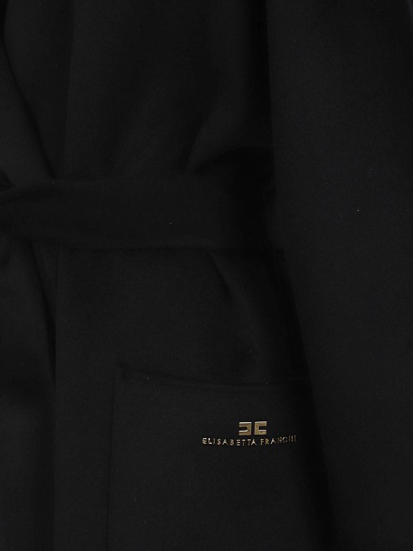 ELISABETTA FRANCHI: ニーレングスコート online - 膝丈コート - 黒