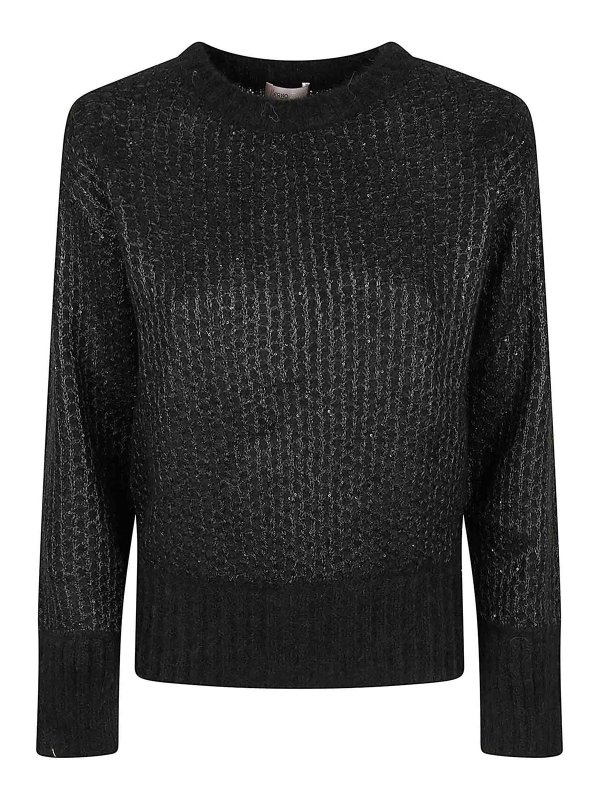 HERNO: Strickpullover mit Rundhalsausschnitt - Rundhalspullover - Schwarz