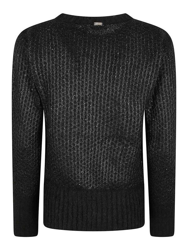 The Best Shops HERNO: Strickpullover mit Rundhalsausschnitt - Rundhalspullover - Schwarz