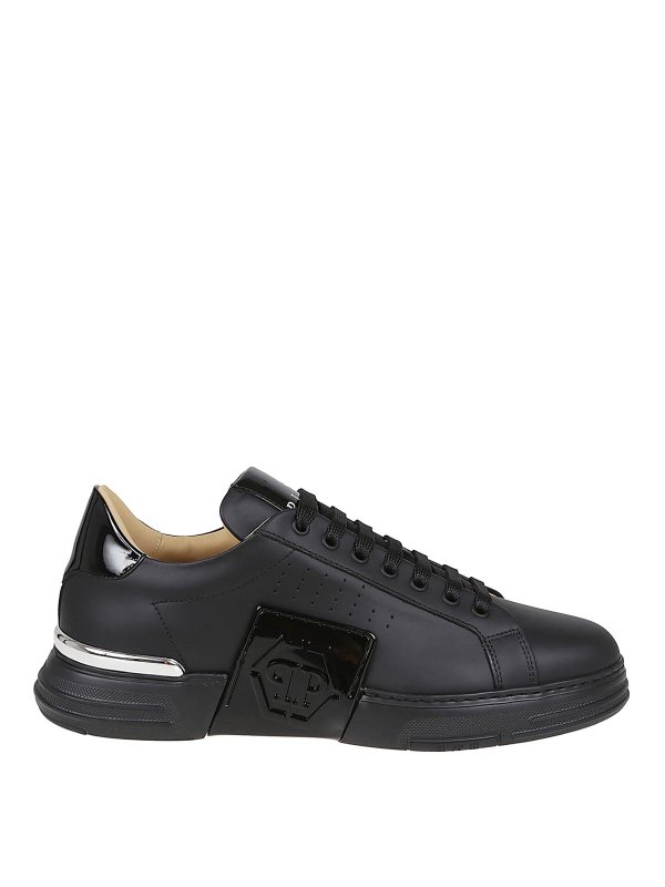 PHILIPP PLEIN: trainers - Lo-Top Leather Sneakers Phantom