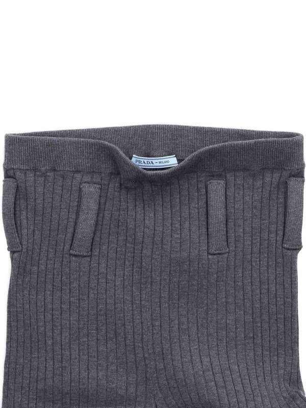 The Best Shops PRADA: casual trousers - Ribbed Cotton Tights