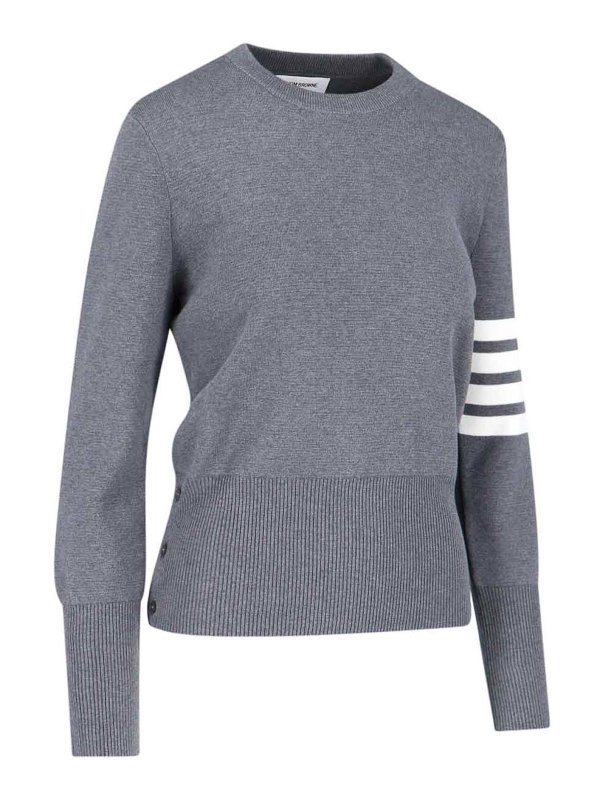 THOM BROWNE: Strickpullover mit Rundhalsausschnitt online - Rundhalspullover - Grau