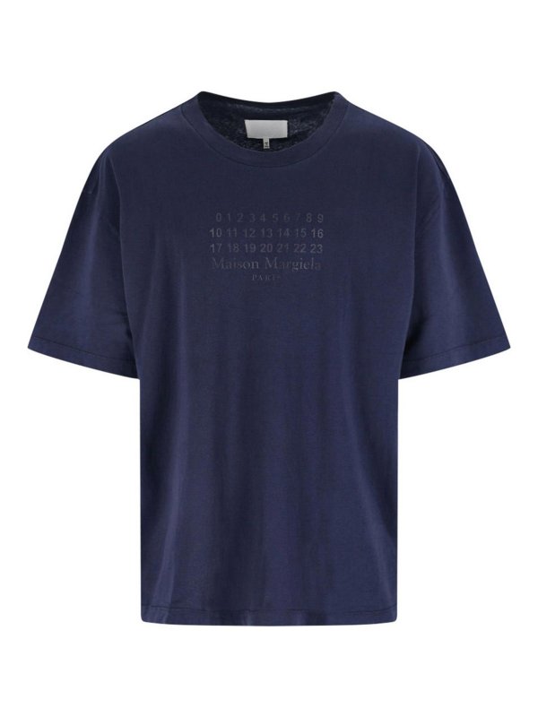 Maison Margiela: T-shirts - T-Shirt - Blau