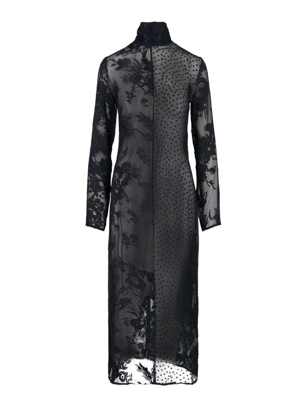 MARINE SERRE: Vestidos largos - Vestido Largo - Negro