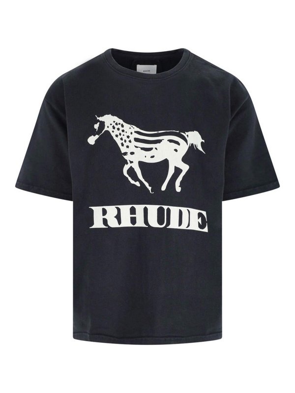 RHUDE: T-shirts - T-Shirt - Schwarz