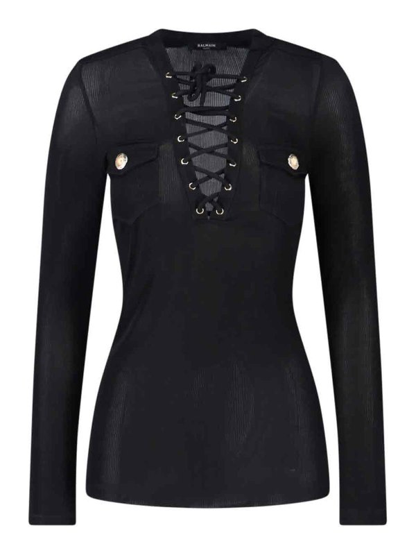 Balmain: Tops y camisetas sin mangas - Top - Negro