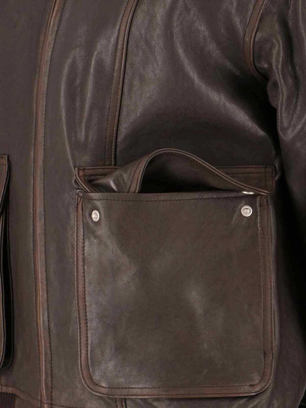 The Best Shops DUNST: Chaquetas de cuero - Chaqueta De Cuero - Marrón