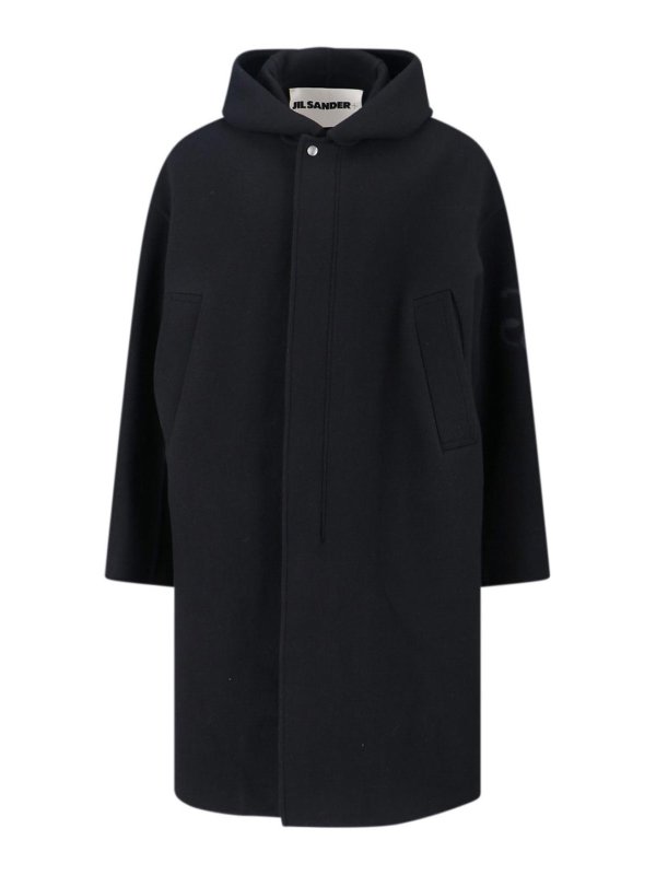 JIL SANDER: Abrigos semilargos - Abrigo Midi - Negro
