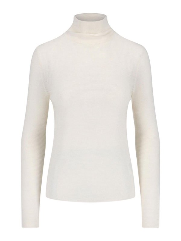 LISA YANG: Strickpullover mit Rundhalsausschnitt - Rundhalspullover - Weiß