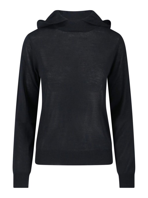 P.A.R.O.S.H.: Strickpullover mit Rundhalsausschnitt - Rundhalspullover - Schwarz