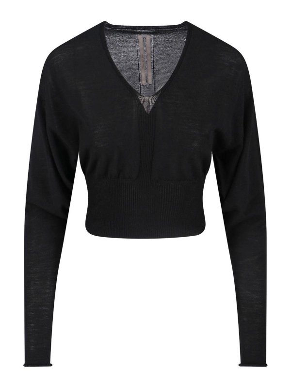 RICK OWENS: Strickpullover mit Rundhalsausschnitt - Rundhalspullover - Schwarz