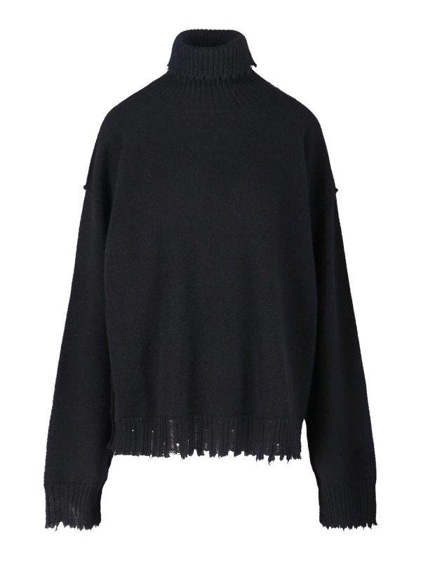 UMA WANG: Strickpullover mit Rundhalsausschnitt - Rundhalspullover - Schwarz